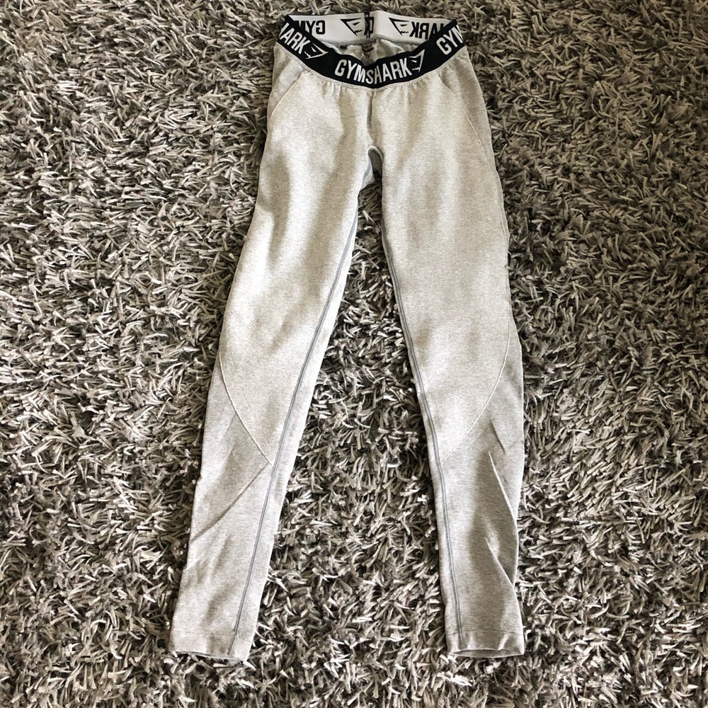 GYMSHARK GREY/BLACK FLEX LEGGINGS (SMALL)